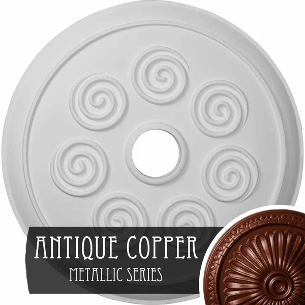 25 1/4x22OD x 4x22ID x 2x22P Spiral Ceiling Medallion (Fits Canopies Up to 4x22), Hand-Painted Gobi Desert Crackle