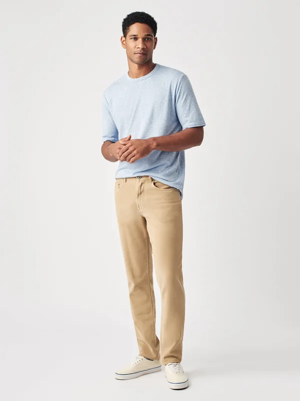Faherty Stretch Terry 5-Pocket Pants, Size 42 in Sand at Nordstrom