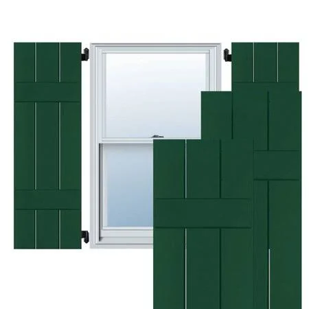 Ekena Millwork 2-Pack 12-in W x 44-in H Chrome Green Board and Batten Wood Western Red Cedar Exterior Shutters - RWB12X044CGW