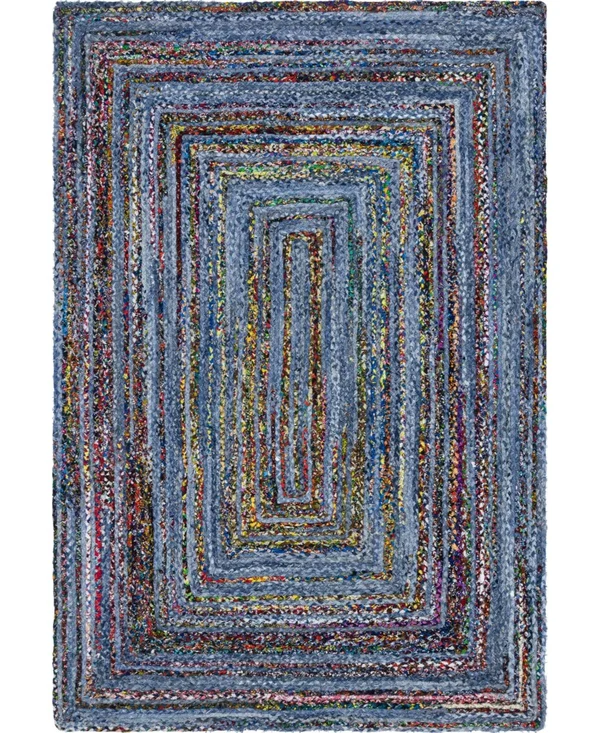 Unique Loom Braided Chindi Rug Blue - 9& x 6&