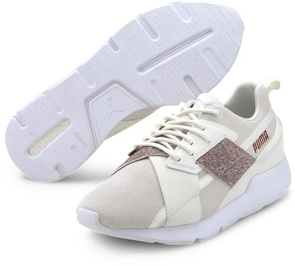 Puma Muse X-2 Shimmer Women's Sneakers - Marshmallow/White, 8