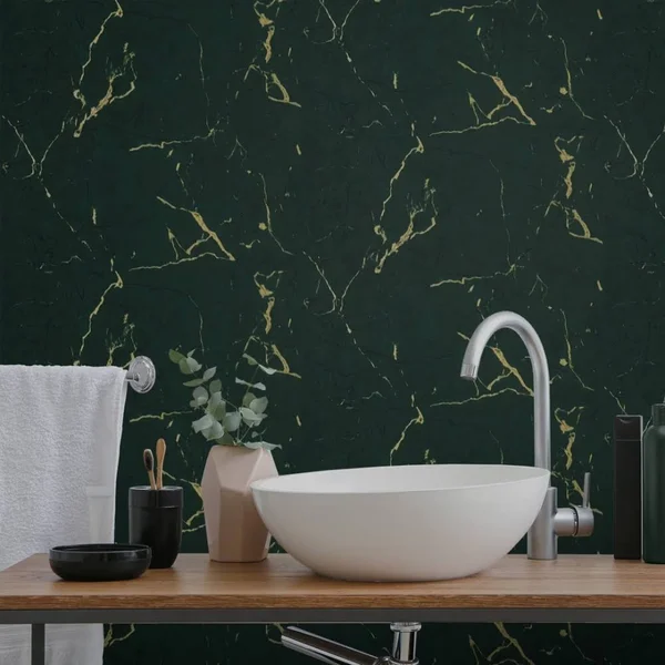 I Love Wallpaper Athena Marble Wallpaper in Emerald Green