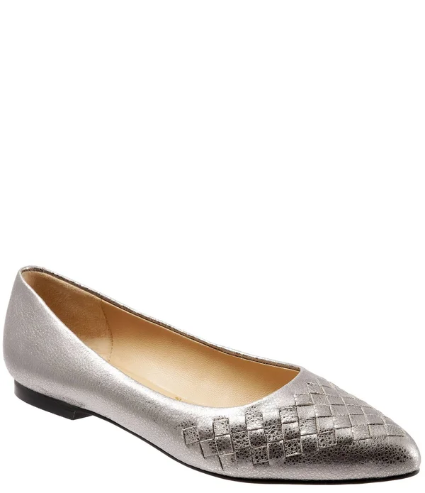 Trotters Women's Estee Woven Flat - Silver - 6.5M
