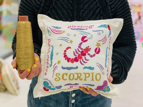 Taurus Astrology Hand-Embroidered Pillow