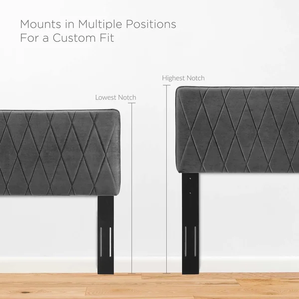 Leila Performance Velvet Twin Headboard Charcoal Modway