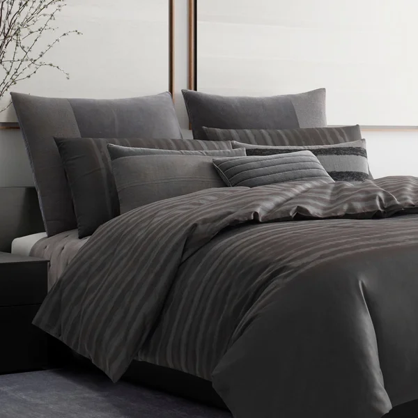 Vera Wang Shadow Stripe Euro Sham - Charcoal