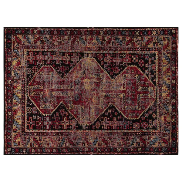Concord Global 6&7x22 x 9&3x22 Black/Red Diamond Antique Area Rug