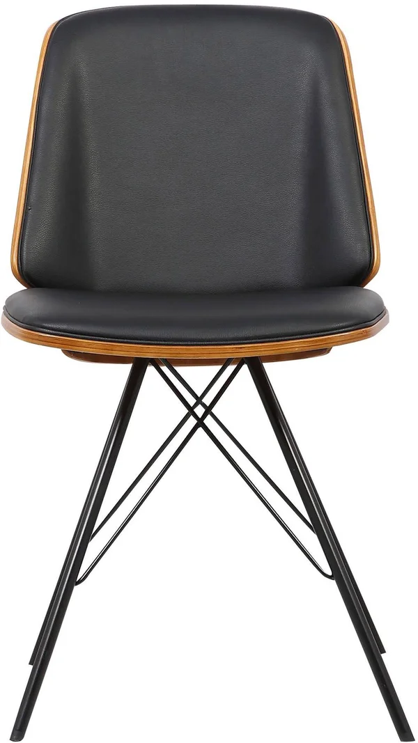 Armen Living Inez Faux Leather Dining Side Chair, Black