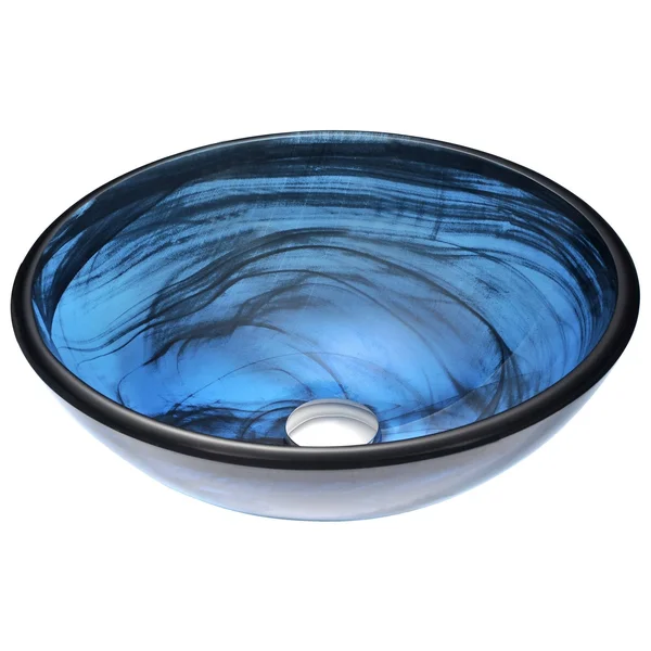 Anzzi LSAZ048-097B Soave Series Deco-Glass Vessel Sink Sapphire Wisp with Key Faucet Brushed Nickel