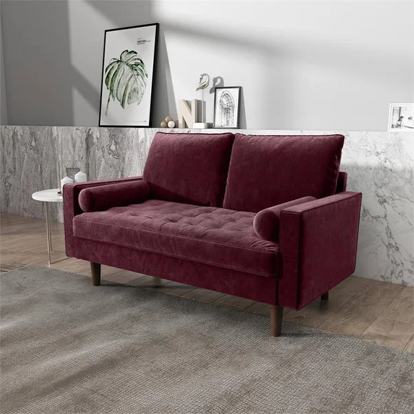Kingway Furniture Velvet Genoa Living Room Loveseat in Rosy