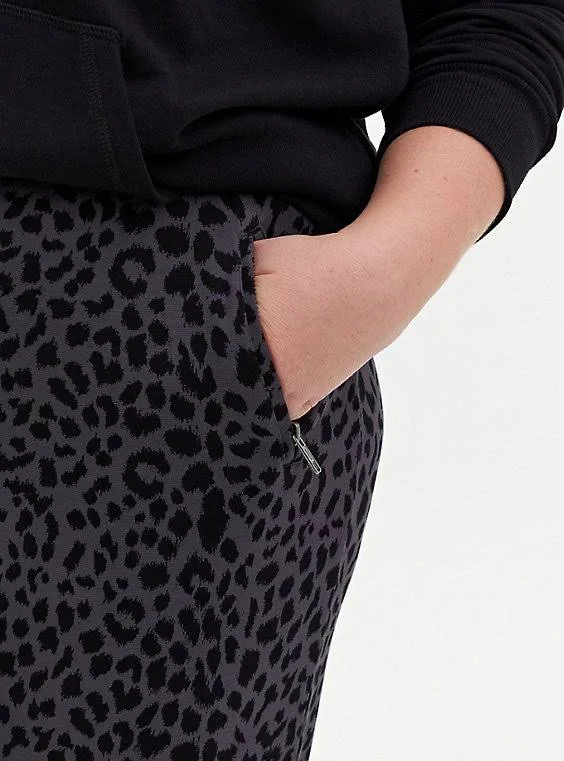 Plus Size Skinny Relaxed Fit Jogger Ponte Leopard Dark Grey in Dark Grey, Size 2x by Torrid