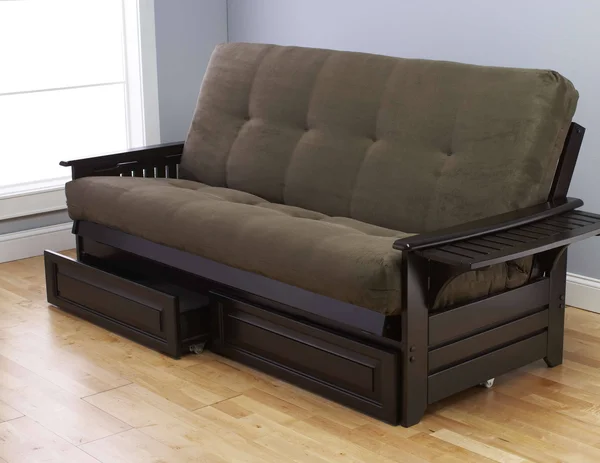 Kodiak Futons Phoenix Futon in Espresso Finish with Suede Olive Mattress