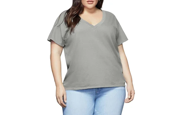 Good American Women's V-Neck Cotton Tee - Gray - Size 1/S