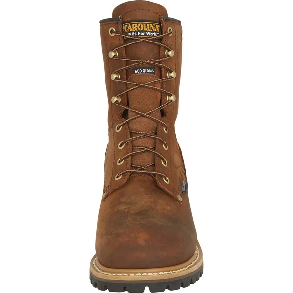 Carolina Men's 8x22 Waterproof Insulated Logger Work Boot -Brown- - 11 - D