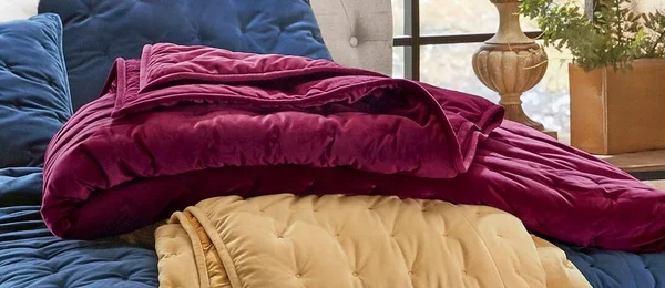 Velvet Oversized Quilt - Polyester, Wine, Full/Queen (90x22 W x 96x22 L)