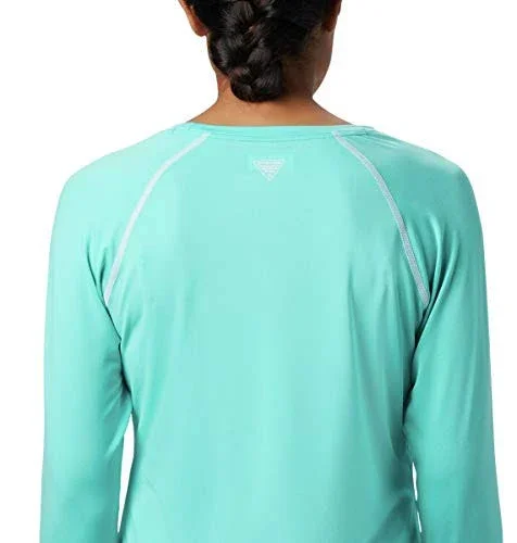 Columbia Women's PFG Tamiami Heather Knit Long Sleeve Shirt, XS, Dolphin/White