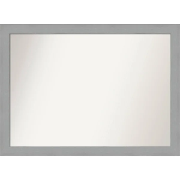 Amanti Art Medium Rectangle Brushed Nickel Contemporary Mirror (27.5 in. H x 37.5 in. W)