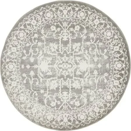 Unique Loom Olympia Arcadia Round Rug - 4& 0 x 4& 0 - Gray