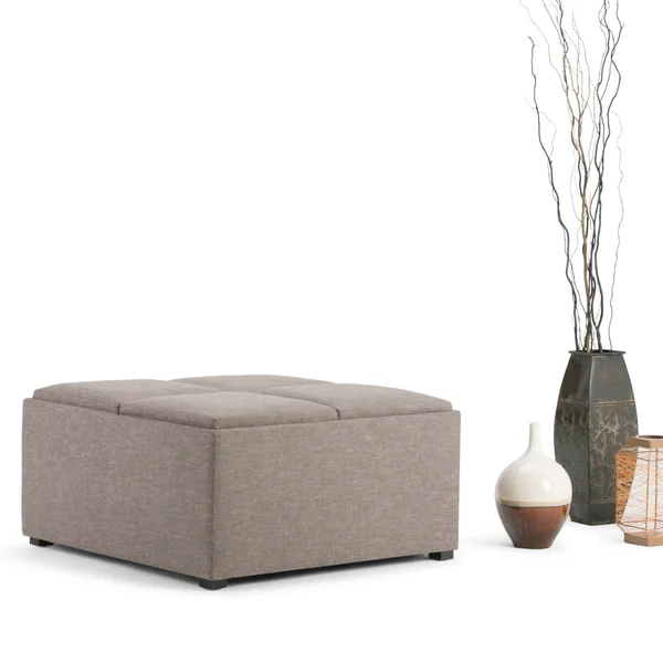 Wyndenhall Franklin 35 inch Wide Contemporary Square Table Ottoman (Tanners Brown)