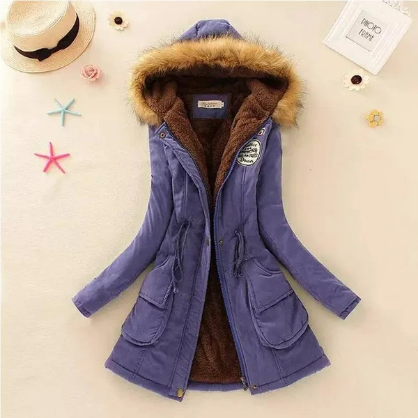 2018 Women Winter Thicken Warm Coat Female Autumn Hooded Cotton Fur Plus Size Basic Jacket Outerwear Slim Long Ladies Chaqueta D