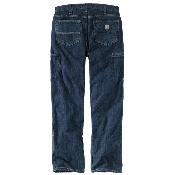 Carhartt Men's Flame Resistant Rugged Flex Jean Relaxed Fit, Deep Indigo Wash, 44x36