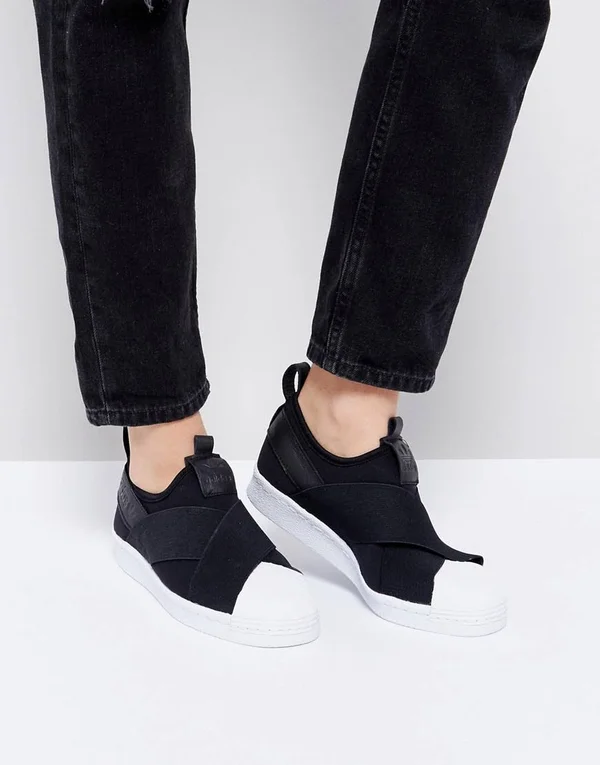 Adidas Originals Black Superstar Slip on Sneakers
