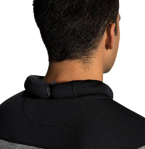 Brooks Men's Notch Thermal Hoodie Heather Asphalt-Black, LG