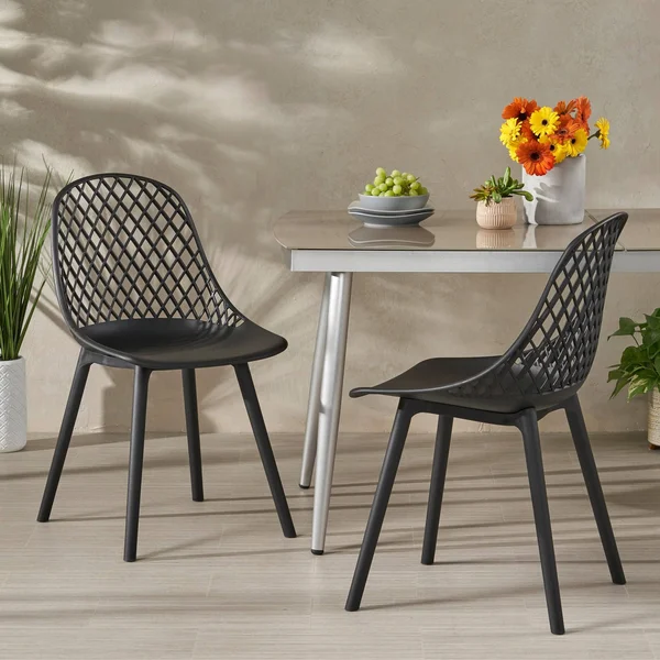 Christopher Knight Home 312476 Delora Outdoor Dining Chair (Set of 2) - Black