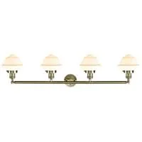 215-AB-G531-LED 4-Light 46x22 Oxford Antique Brass Bath Vanity Light - Matte White Cased Small Oxford Glass - Dimmable Bulbs Inc