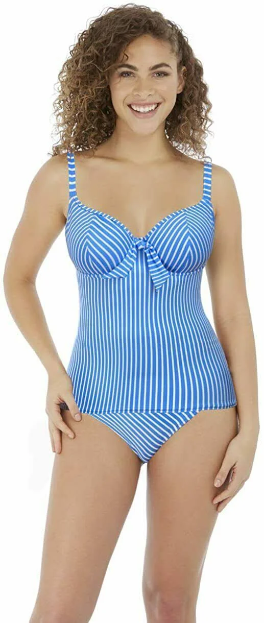 Freya Beach Hut Underwire Non Padded Plunge Tankini Top - Blue Moon