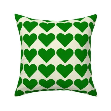 Heart Hearts Colored Colorful Throw Pillow Cover W Optional Insert by Roostery, Size: 18 x 18 Cu003EOnly, Green
