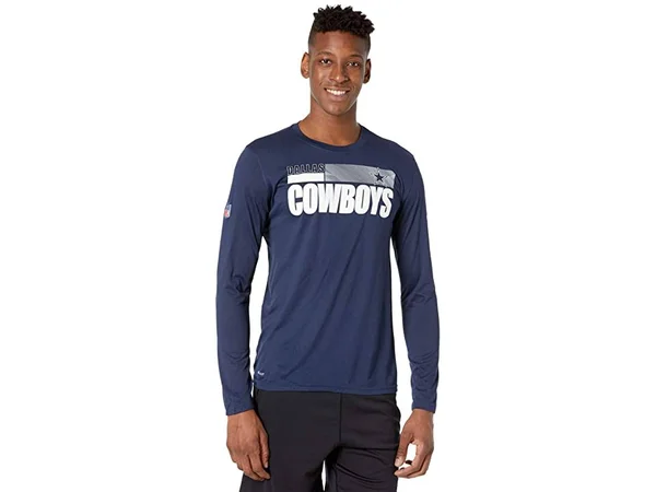 Nike Men's Dallas Cowboys Legend Sideline Long Sleeve T-Shirt, Navy, Size: Medium