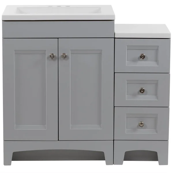 Glacier Bay Delridge Bath Suite with 24 in. Vanity Top and Drawer Base in Pearl Gray