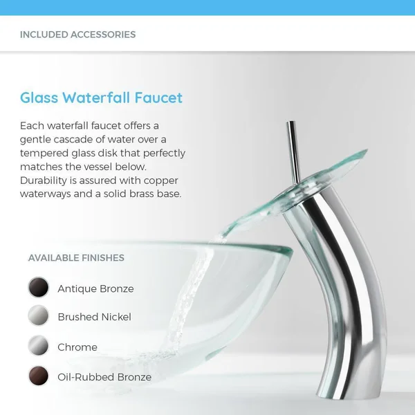 Mr Direct 619 Brushed Nickel Waterfall Faucet Bathroom Ensemble