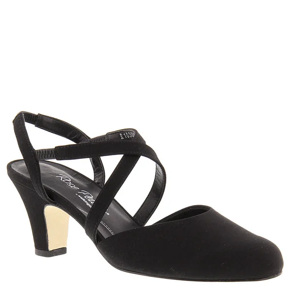 Rose Petals by Walking Cradles Womens Caliente Ankle Strap Cone Slingback Heels, 9.5, Black