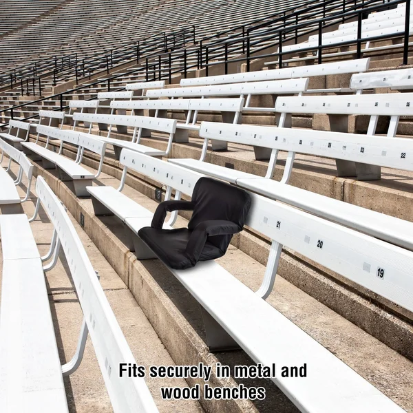 Home-Complete Stadium Chair with Wide Bleacher Cushion in Black
