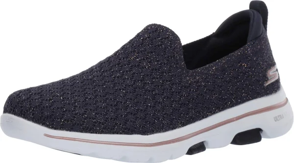Skechers Women's GOwalk 5 Brave Slip-On, Navy/Gold