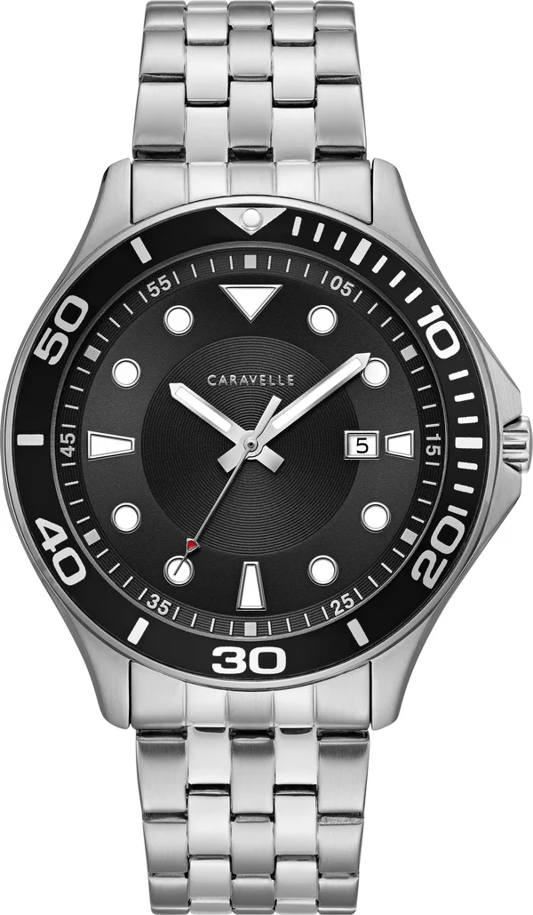 Caravelle Men's Silver-Tone Dive Style Watch - 43B162