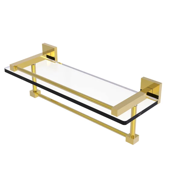 Allied Brass Montero Collection 16-inch Gallery Glass Shelf with Towel Bar - Polished Brass