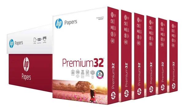 HP Printer Paper Premium 32lb, 8.5x11, 100 Bright, 6 Ream Case, 3000 Sheets