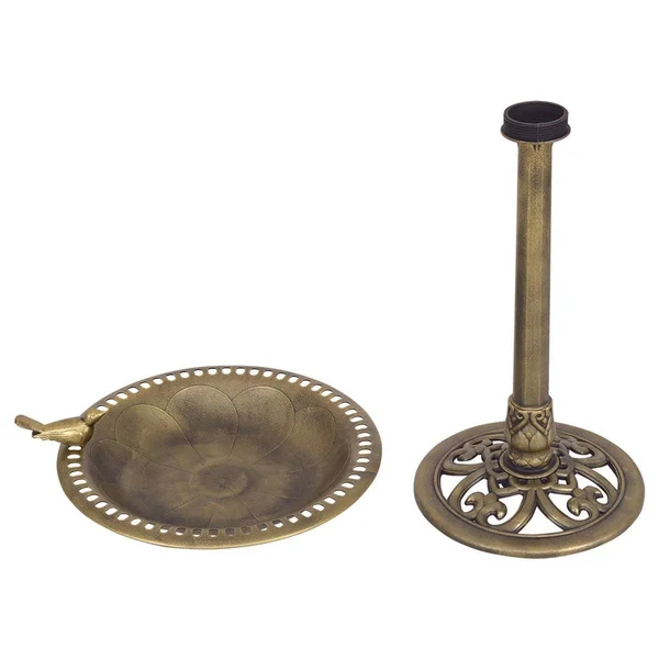 Costway Antique Gold Freestanding Pedestal Bird Bath Feeder Outdoor