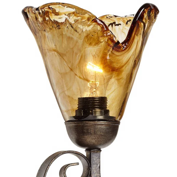 Amber Scroll 29 1/2x22 Wide Art Glass and Bronze Bath Light