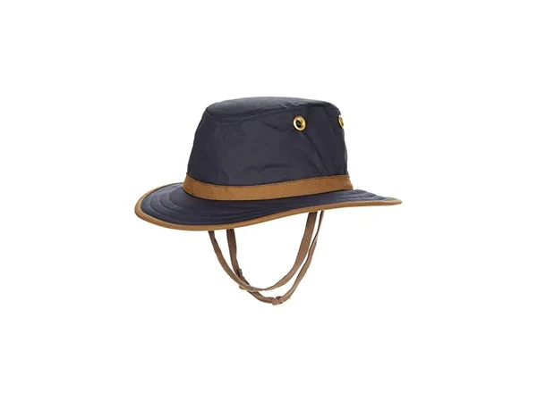 Tilley TWC7 Outback Waxed Cotton Hat 7 Navy - Brown Tan