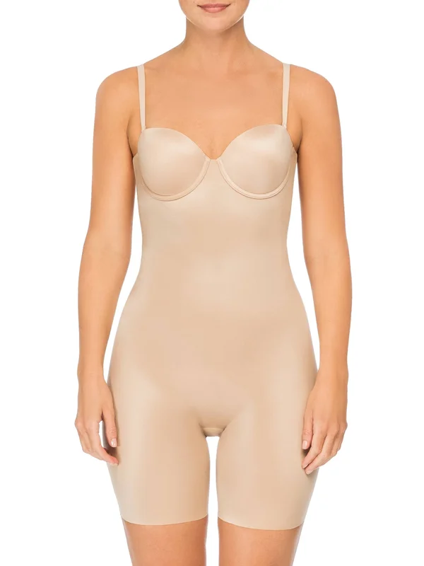 Spanx Champagne Beige Suit Your Fancy Strapless Cupped Mid-Thigh Bodysuit
