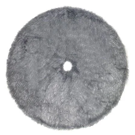 Fennco Styles Holiday Christmas Decorative Exquisite Faux Fur with Silver Metallic Thread Tree Skirt - 2 Colors Grey - 56x22 Rou