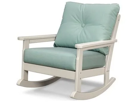 POLYWOOD Vineyard Deep Seating Rocking Chair Green, Weathered Tweed