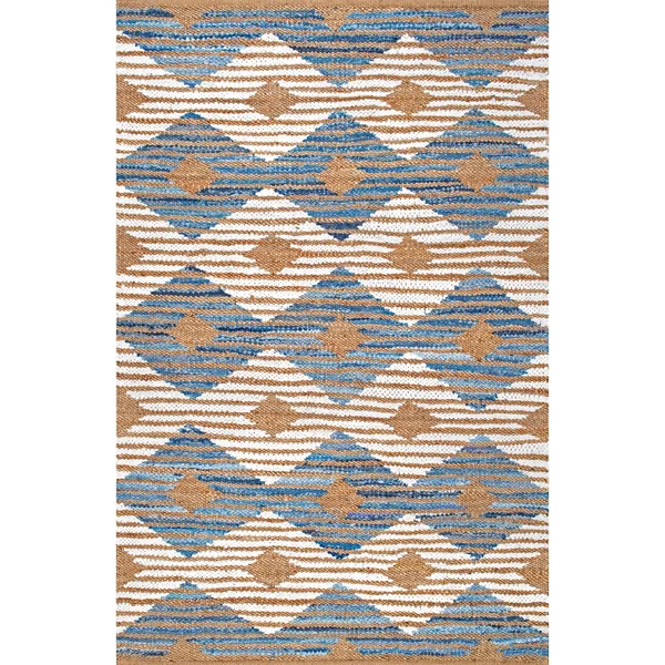 nuLOOM Hand Braided Marla Denim Diamonds Area Rug - Blue/Ivory