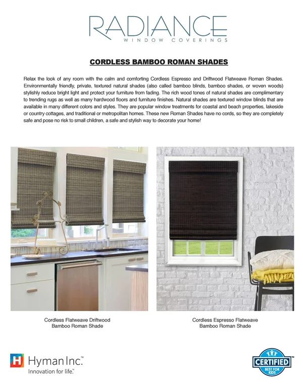 Radiance Cordless Driftwood Roman Shade - 39x64