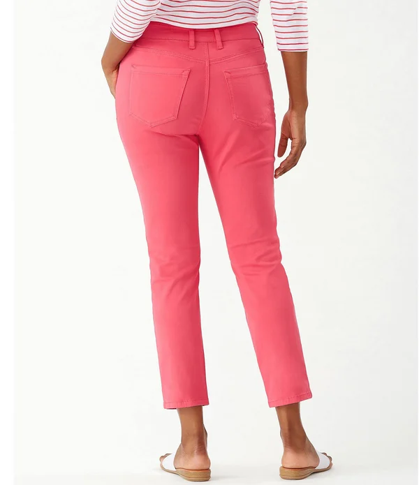 Tommy Bahama Boracay Beach Cotton-Blend Stretch Sateen Hi-Rise Ankle Jeans - Womens, 10, Amaranth