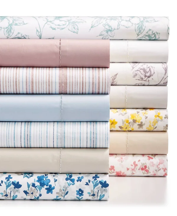 Martha Stewart Collection 3-Pc Printed Twin Sheet Set - 400 Thread Count 100% Cotton Percale, Created for Macy's - Brook